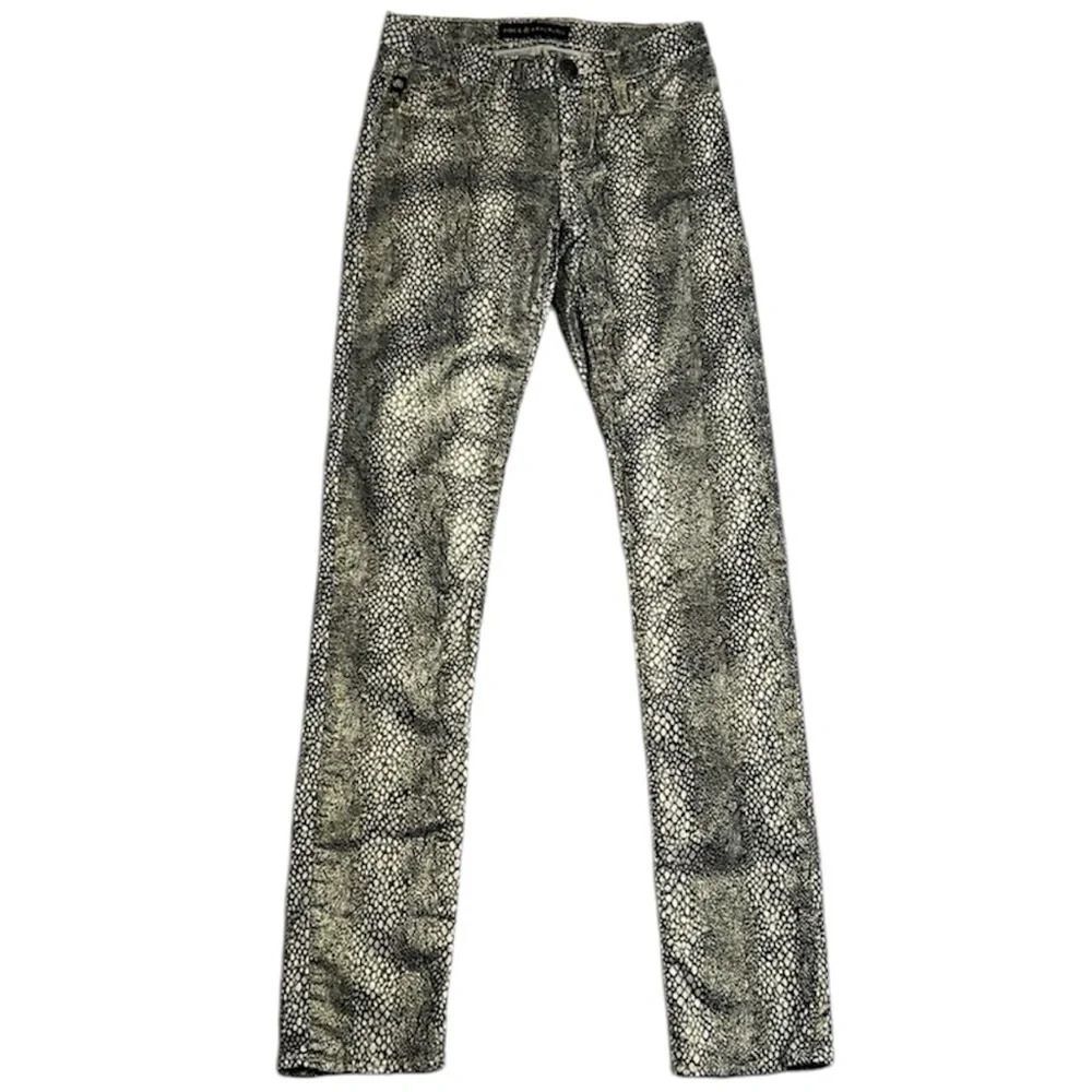 Rock & Republic Berlin Snakeskin Print Skinny Pants Metallic Stretch Size 0
